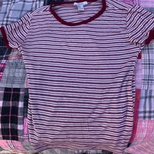 Cute Red and White Stripped Crop Shirt